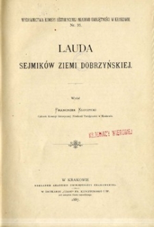 Lauda Sejmików Ziemi Dobrzyńskiej.