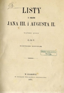 Listy z czasów Jana III. i Augusta II