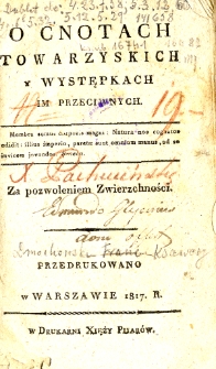 O cnotach towarzyskich i występkach im przeciwnych