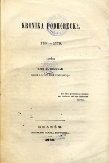 Kronika Podhorecka : 1706-1779