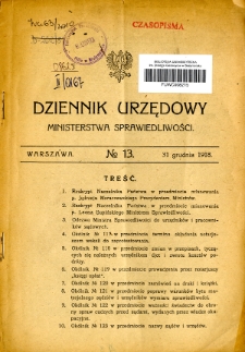 Dziennik Urzędowy Ministerstwa Sprawiedliwości 1918 nr 13