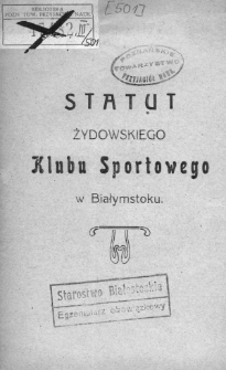 Statut Żydowskiego Klubu Sportowego w Białymstoku