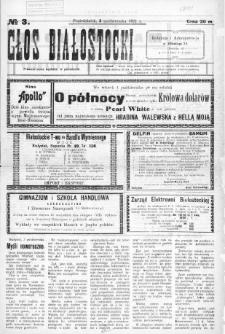 Głos Białostocki 1921, nr 3