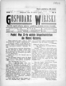 Gospodarz Wiejski : niezawisły tygodnik polityczny, społeczny i gospodarczy, poświęcony sprawom wsi polskiej 1922, nr 3