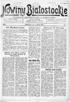 Nowiny Białostockie : tygodnik bezpartyjny i niezależny 1924, nr 1