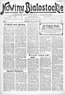 Nowiny Białostockie : tygodnik bezpartyjny i niezależny 1924, nr 3