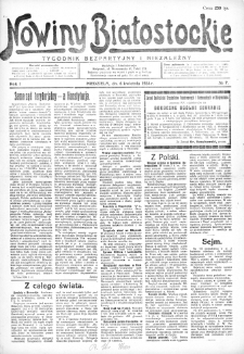 Nowiny Białostockie : tygodnik bezpartyjny i niezależny 1924, nr 7