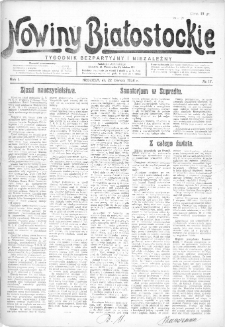 Nowiny Białostockie : tygodnik bezpartyjny i niezależny 1924, nr 17