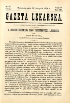 Gazeta Lekarska 1890 R.25, t.10, nr 47