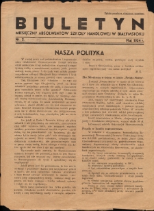 Biuletyn Miesięczny Absolwent&oacute;w Szkoły Handlowej w Białymstoku 1934, nr 2