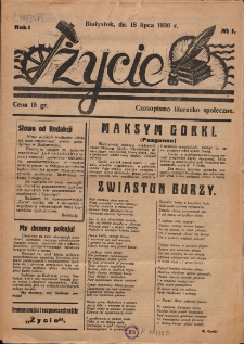 Życie : czasopismo literacko-społeczne1936, nr 1