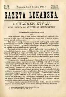 Gazeta Lekarska 1891 R.26, t.11, nr 14