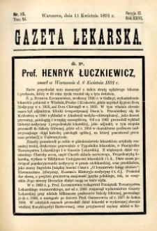 Gazeta Lekarska 1891 R.26, t.11, nr 15