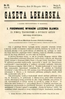 Gazeta Lekarska 1891 R.26, t.11, nr 35