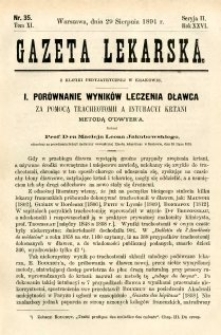 Gazeta Lekarska 1891 R.26, t.11, nr 35