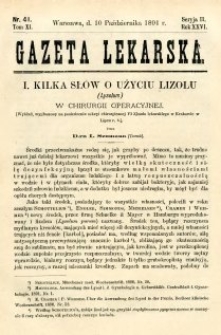 Gazeta Lekarska 1891 R.26, t.11, nr 41