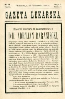 Gazeta Lekarska 1891 R.26, t.11, nr 43