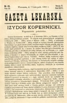 Gazeta Lekarska 1891 R.26, t.11, nr 45