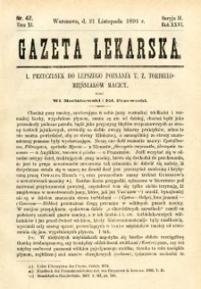 Gazeta Lekarska 1891 R.26, t.11, nr 47