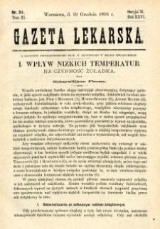 Gazeta Lekarska 1891 R.26, t.11, nr 51