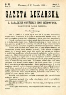 Gazeta Lekarska 1891 R.26, t.11, nr 52