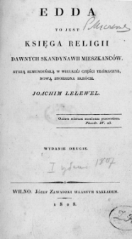 Edda to jest Księga religii dawnych Skandynawskich mieszkańc&oacute;w