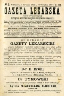 Gazeta Lekarska 1892 R.27, t.12, nr 2