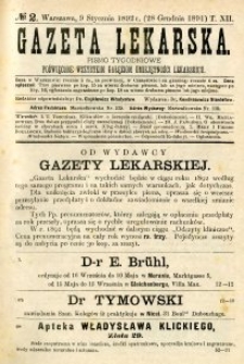 Gazeta Lekarska 1892 R.27, t.12, nr 2
