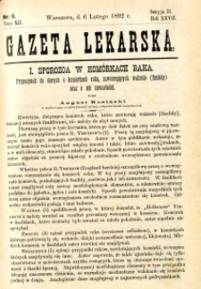 Gazeta Lekarska 1892 R.27, t.12, nr 6