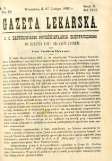 Gazeta Lekarska 1892 R.27, t.12, nr 9