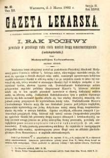 Gazeta Lekarska 1892 R.27, t.12, nr 10
