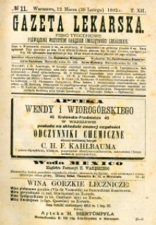 Gazeta Lekarska 1892 R.27, t.12, nr 11