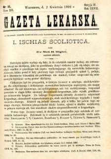 Gazeta Lekarska 1892 R.27, t.12, nr 14
