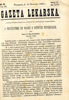 Gazeta Lekarska 1892 R.27, t.12, nr 18