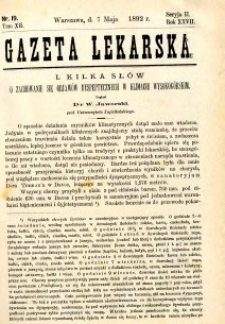 Gazeta Lekarska 1892 R.27, t.12, nr 19