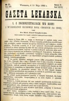 Gazeta Lekarska 1892 R.27, t.12, nr 21