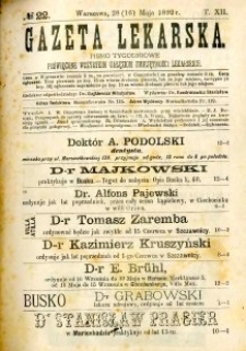 Gazeta Lekarska 1892 R.27, t.12, nr 22
