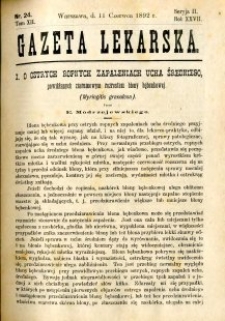 Gazeta Lekarska 1892 R.27, t.12, nr 24