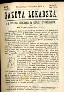 Gazeta Lekarska 1892 R.27, t.12, nr 25