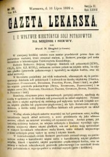 Gazeta Lekarska 1892 R.27, t.12, nr 29