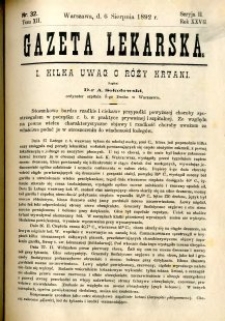Gazeta Lekarska 1892 R.27, t.12, nr 32