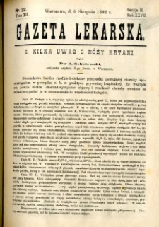 Gazeta Lekarska 1892 R.27, t.12, nr 32