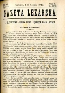 Gazeta Lekarska 1892 R.27, t.12, nr 33