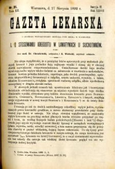 Gazeta Lekarska 1892 R.27, t.12, nr 35