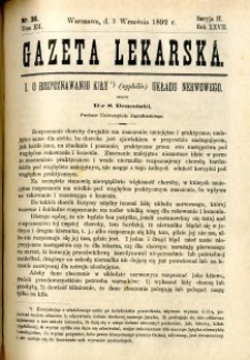 Gazeta Lekarska 1892 R.27, t.12, nr 36