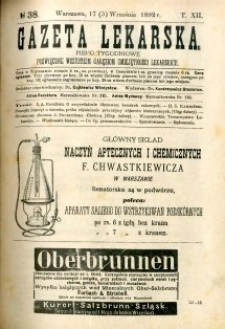 Gazeta Lekarska 1892 R.27, t.12, nr 38