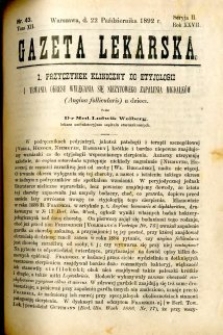 Gazeta Lekarska 1892 R.27, t.12, nr 43