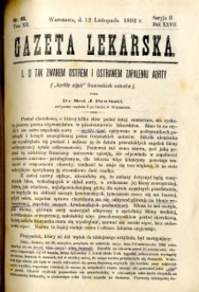 Gazeta Lekarska 1892 R.27, t.12, nr 46