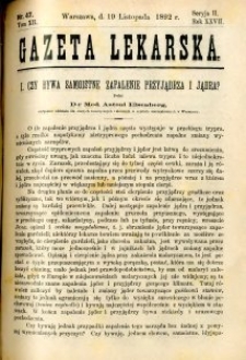 Gazeta Lekarska 1892 R.27, t.12, nr 47