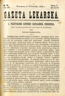 Gazeta Lekarska 1892 R.27, t.12, nr 50